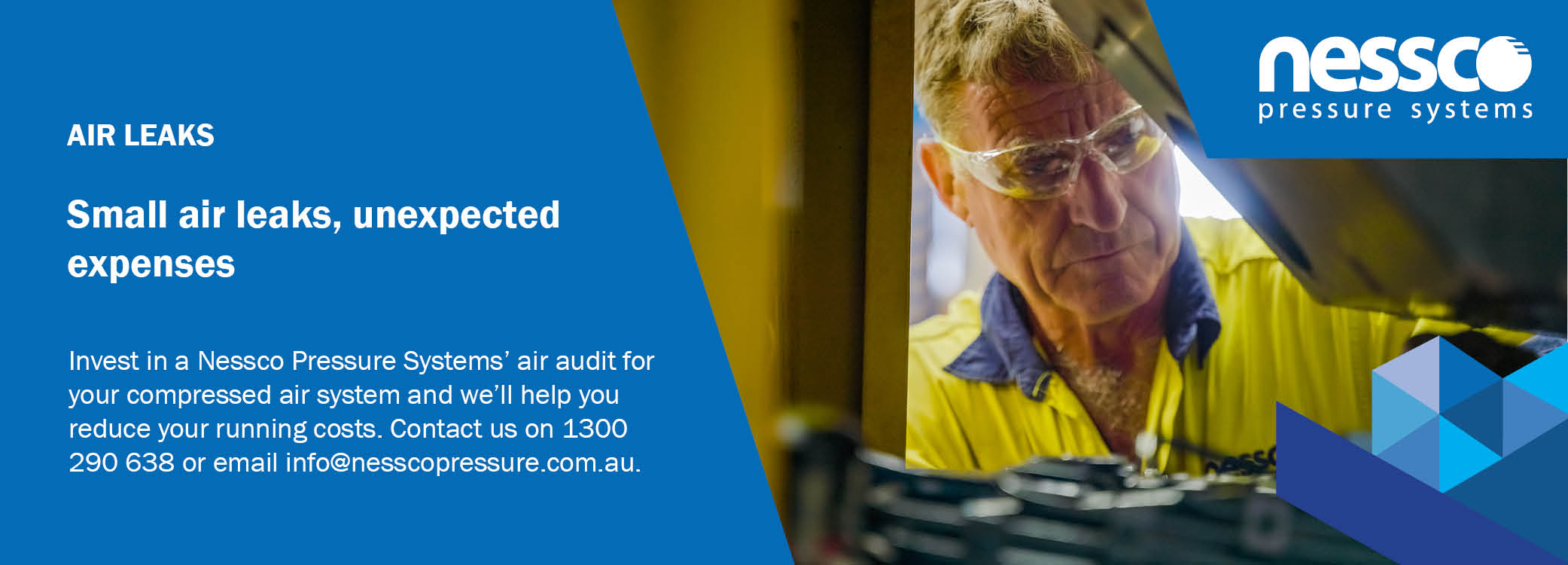 Compressor air leaks and air audits with Nessco Pressure Systems in Perth.