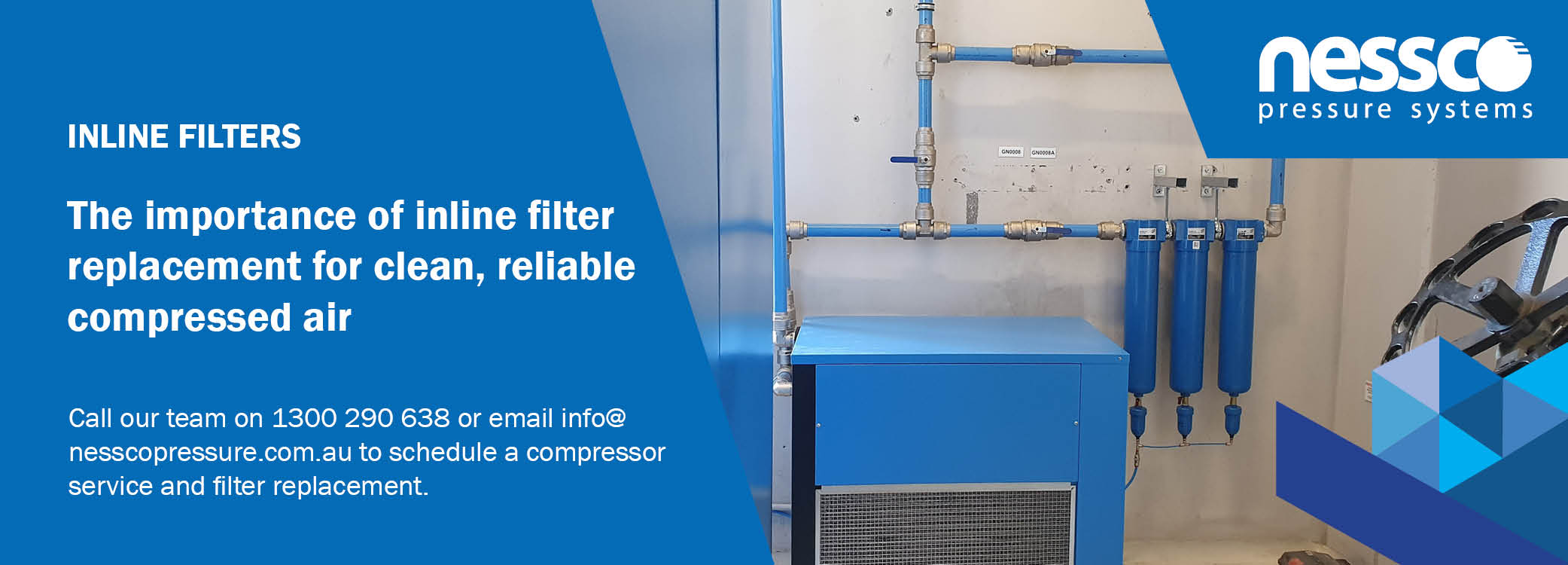 Inline-filter-repalcement-compressors-Nessco-Pressure-Systems-Perth Inline filter replacement for compressed air systems by Perth's Nessco Pressure Systems.
