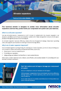 Technical bulletin including facts about oil-water separators for your compressed air system, and the important role they play in environmental compliance.