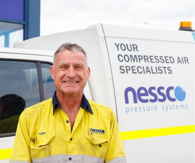 Compressed air specialist, Tony, from Nessco Pressure Systems, Perth.