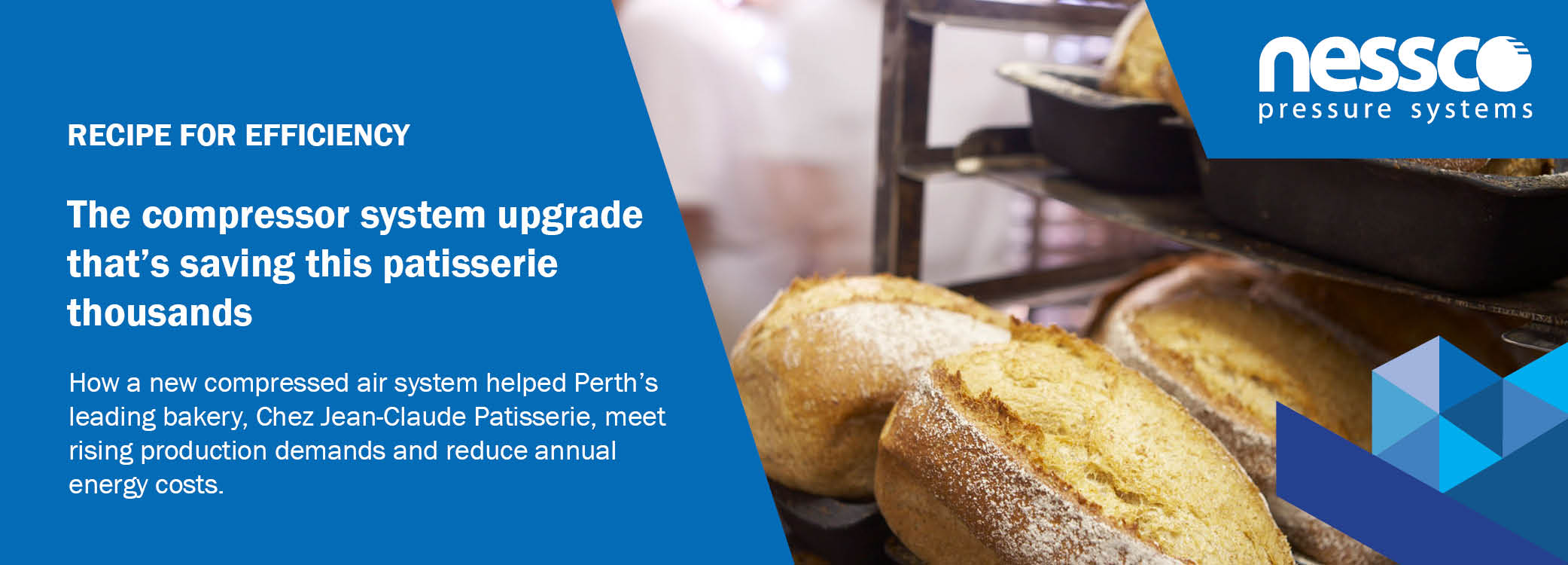 Blog header image - compressed air system upgrade by Perth's Nessco Pressure Systems saving patisserie thousands.