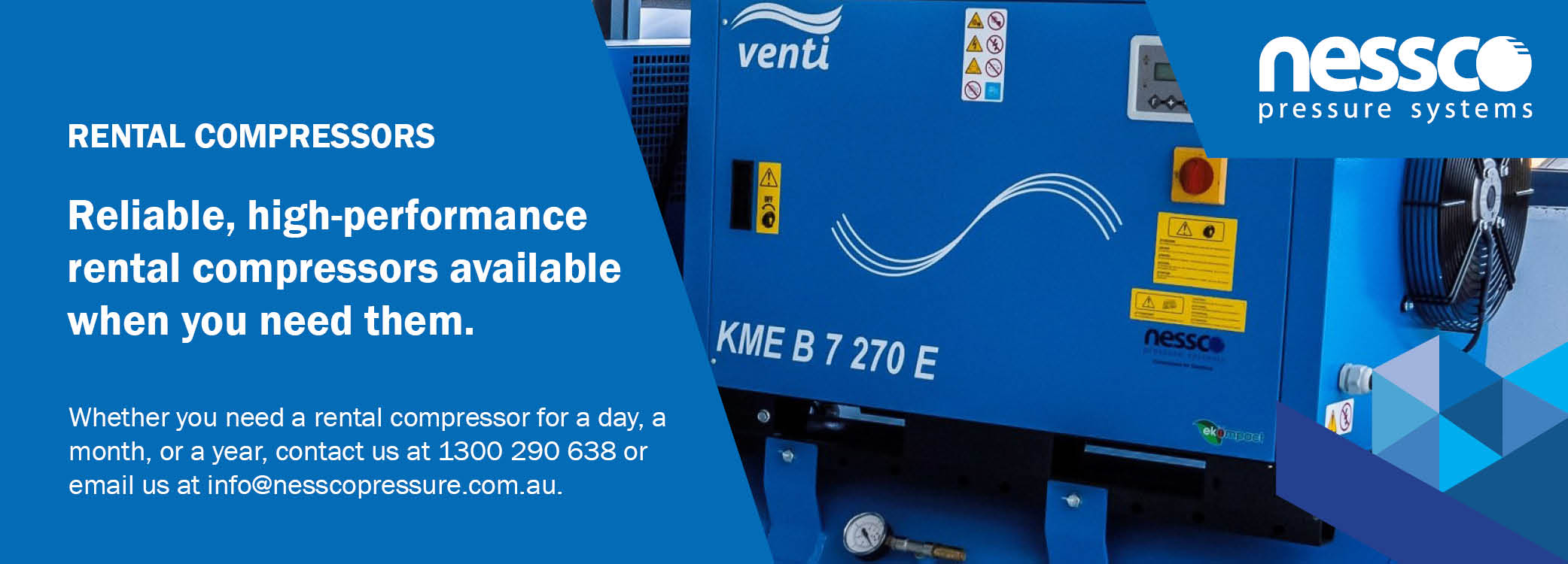 Image of rental compressor and rental options from Perth's Nessco Pressure Systems