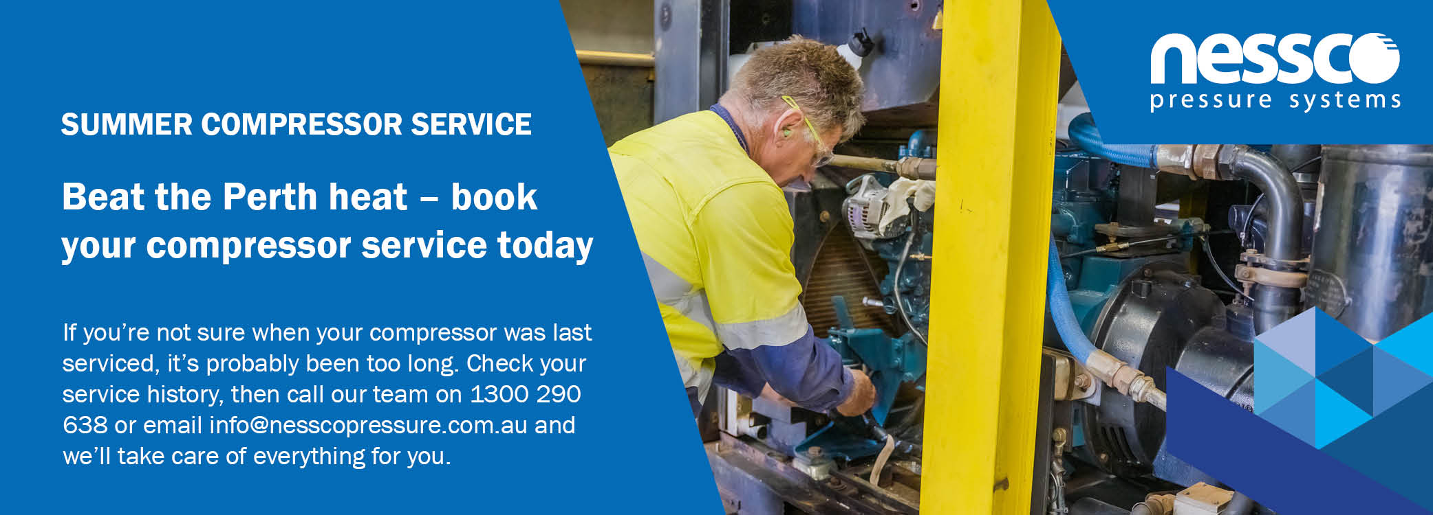 Summer compressor servicing across Perth by Nessco Pressure Systems.