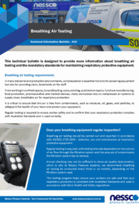 Technical bulletin including facts about compressed breathing air testing from Nessco Pressure in Perth.