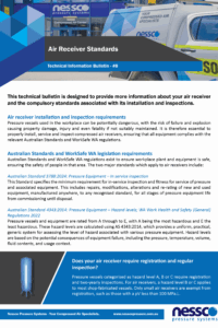 Technical bulletin including facts about compressed air receiver standards from Nessco Pressure in Perth.