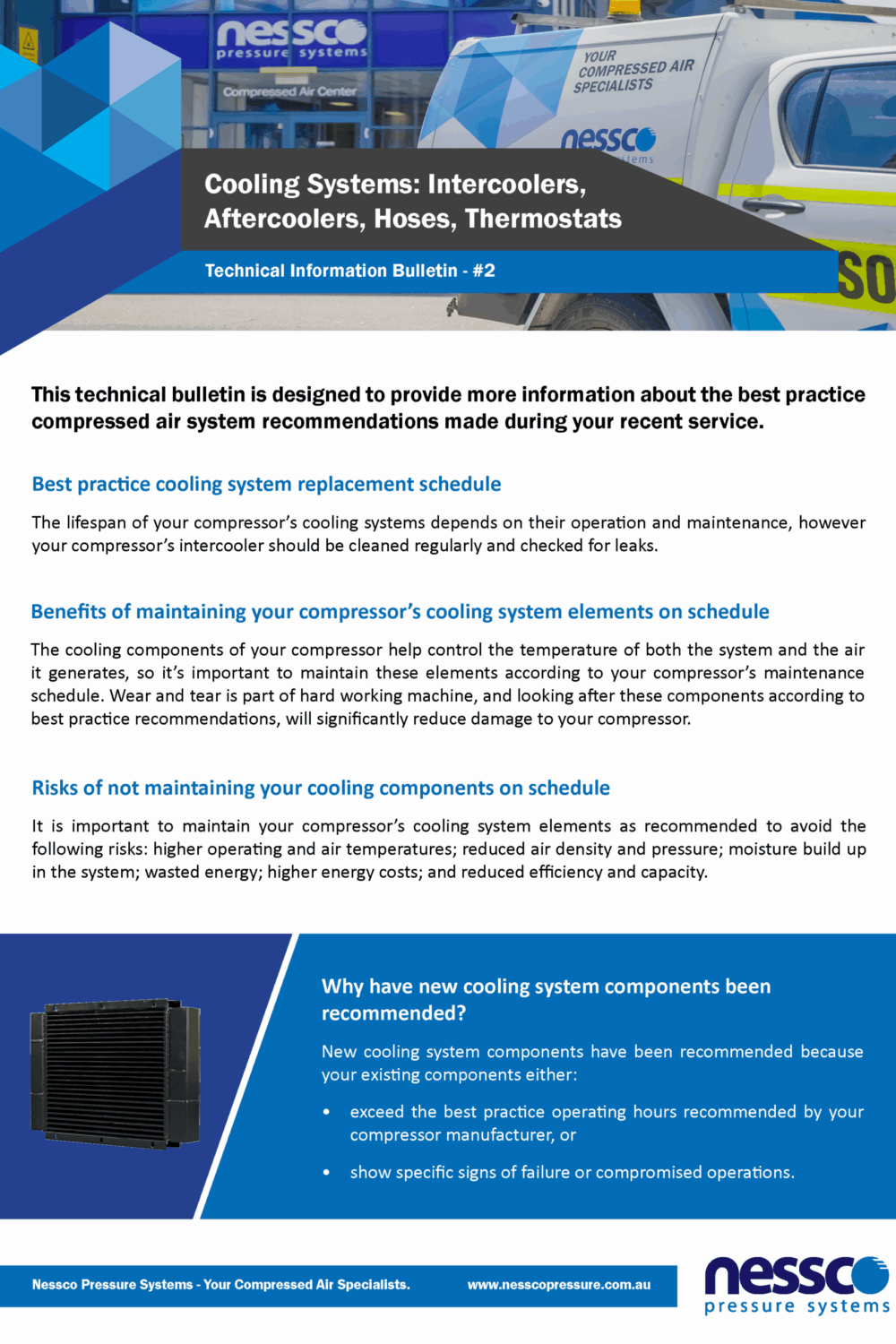 Technical-Bulletin-Compressor-Cooling-Systems-Nessco-Pressure Technical bulletin including facts about compressor cooling systems from Nessco Pressure in Perth.
