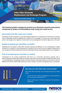 Technical bulletin including facts about compressor inline filter elements from Nessco Pressure in Perth.