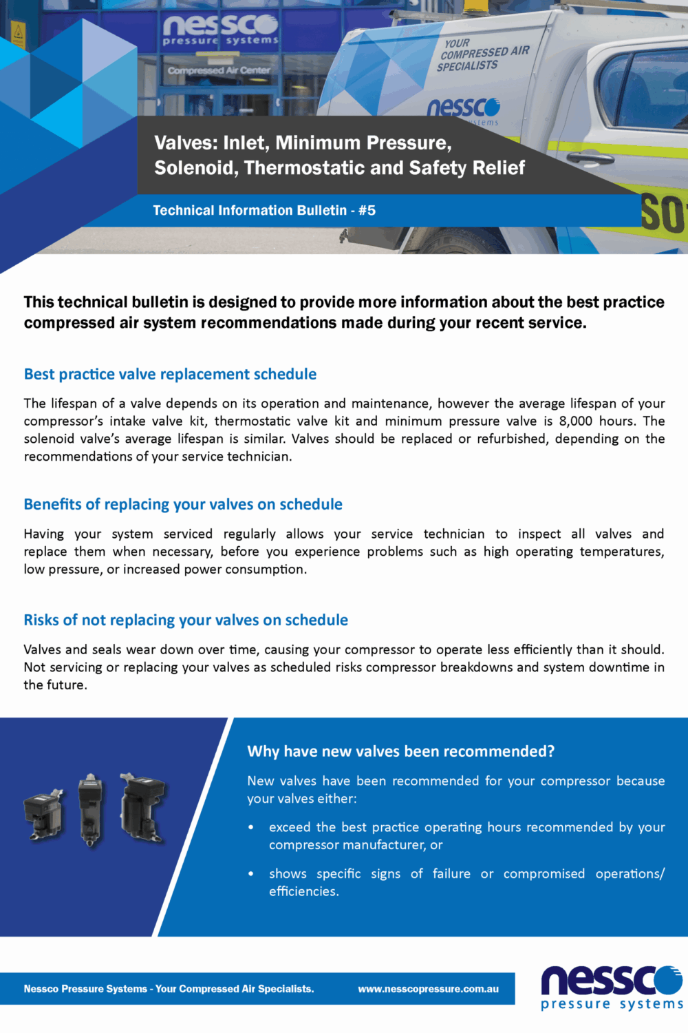Technical-Bulletin-Compressor-Valves-Nessco-Pressure Technical bulletin including facts about various compressor valves from Nessco Pressure in Perth.