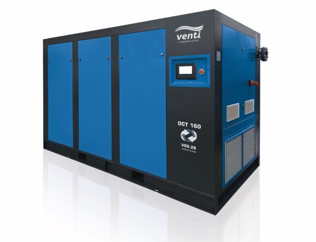 Venti's range of two-stage, heavy duty industrial screw compressors are available in 55-315 kW models from Nessco Pressure Systems.