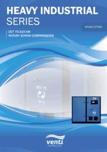 Venti heavy duty industrial series screw compressors - single stage, supplied by Nessco Pressure Systems.