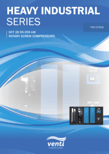 Venti heavy duty industrial series screw compressors - two stage, supplied by Nessco Pressure Systems.