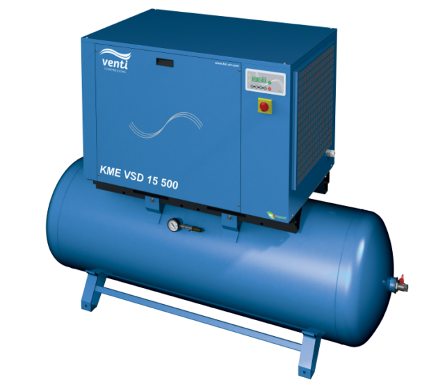 Venti Compressor KME VSD 15 500 screw compressor, distributed by Nessco Pressure Systems