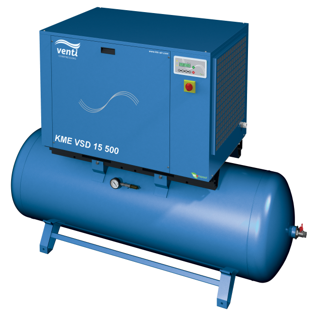 Venti Compressor KME VSD 15 500 screw compressor, distributed by Nessco Pressure Systems