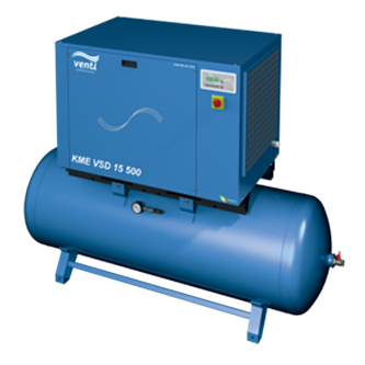 Venti Compressor KME VSD 15 500 screw compressor, distributed by Nessco Pressure Systems